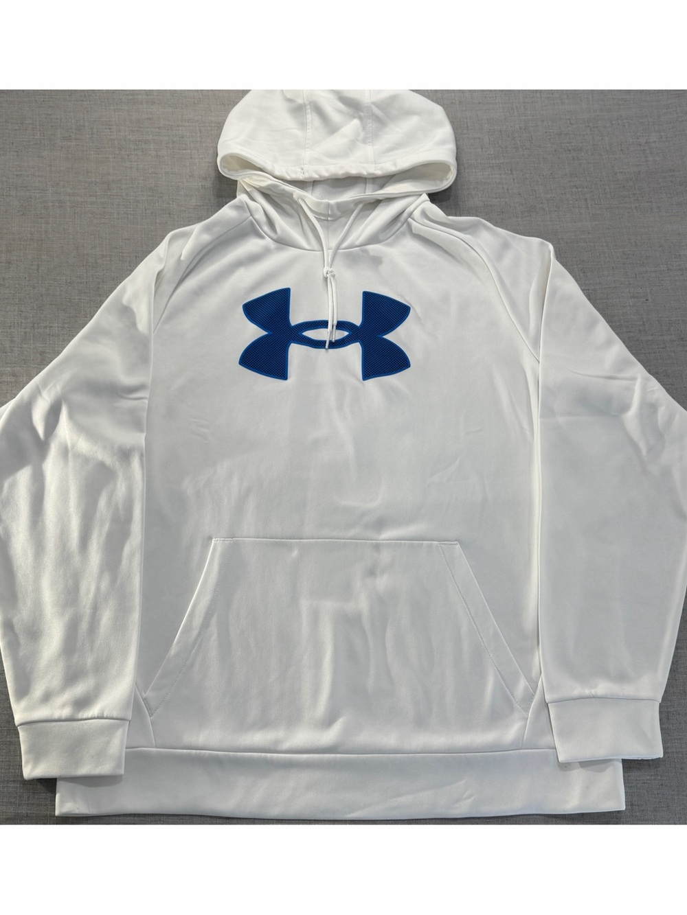 Under Armour White Hoodie with Blue Logo Graphic
